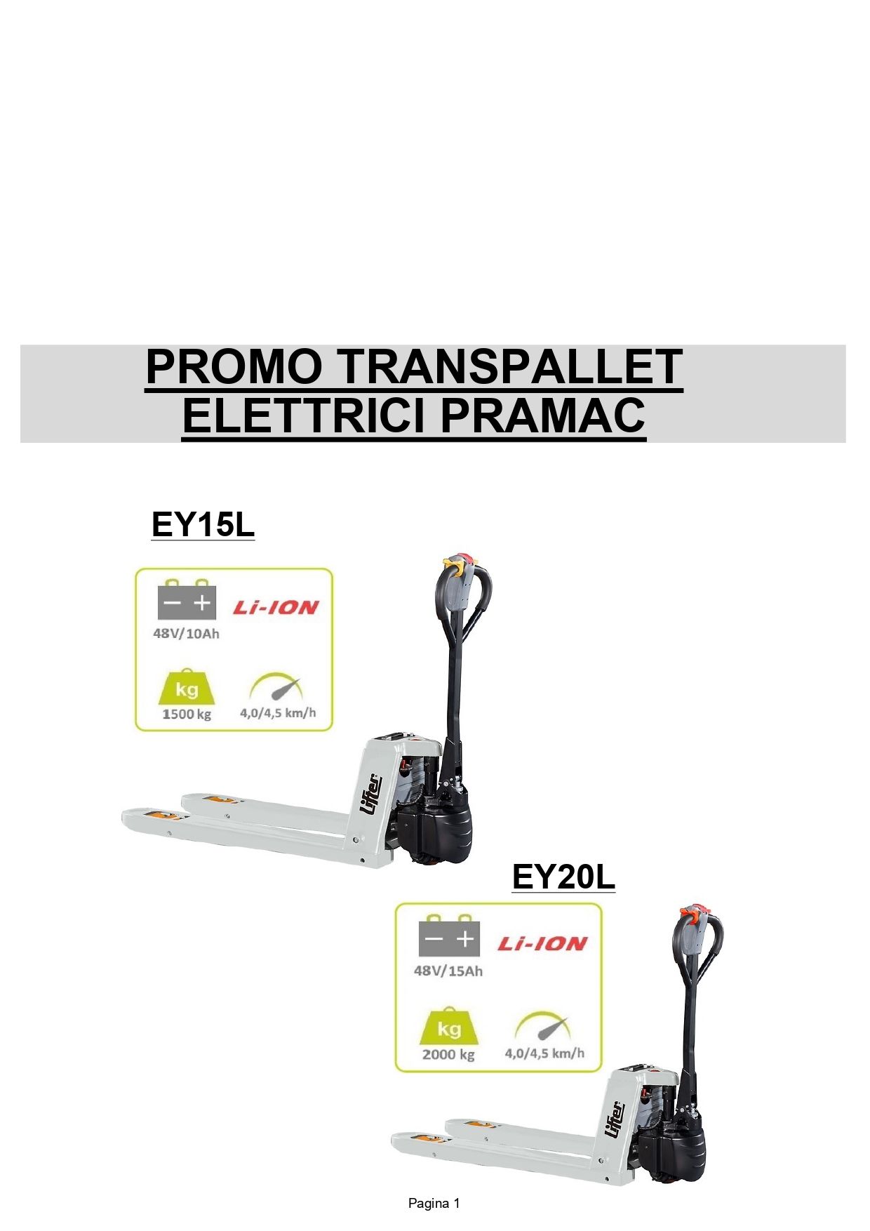 PROMO TRANSPALLET ELETTRICI PRAMAC
